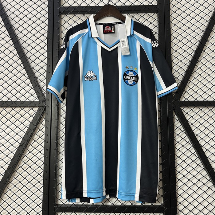 Retro 00/01 Gremio Home Black Blue Jersey Kit Short Sleeve-3196529