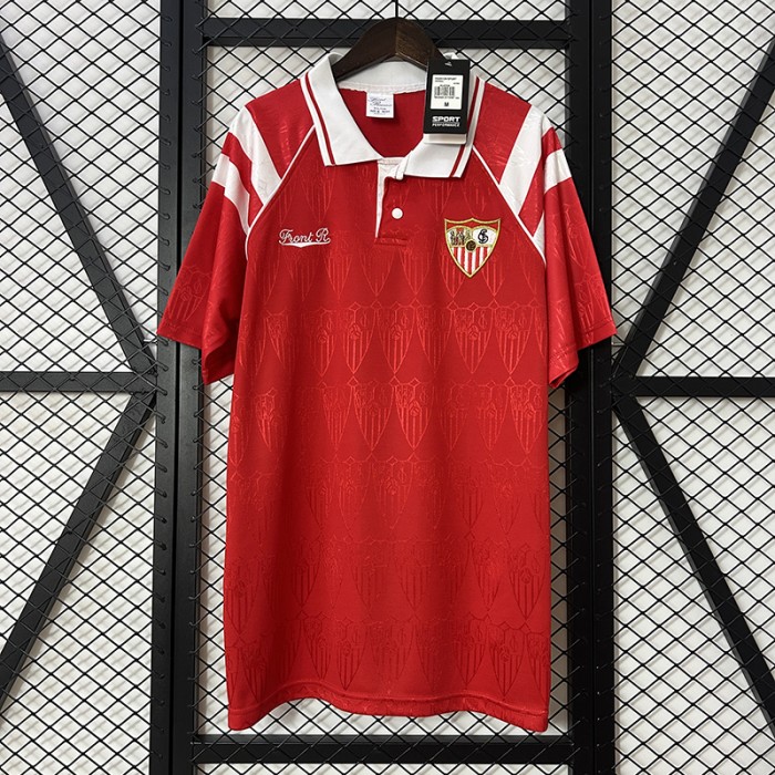 Retro 92/93 Sevilla Away Red Jersey Kit Short Sleeve-2001967