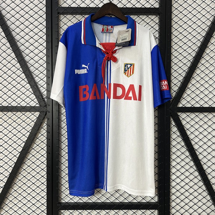 Retro 96/97 Atletico Madrid Third Away White Blue Jersey Kit Short Sleeve-5797493