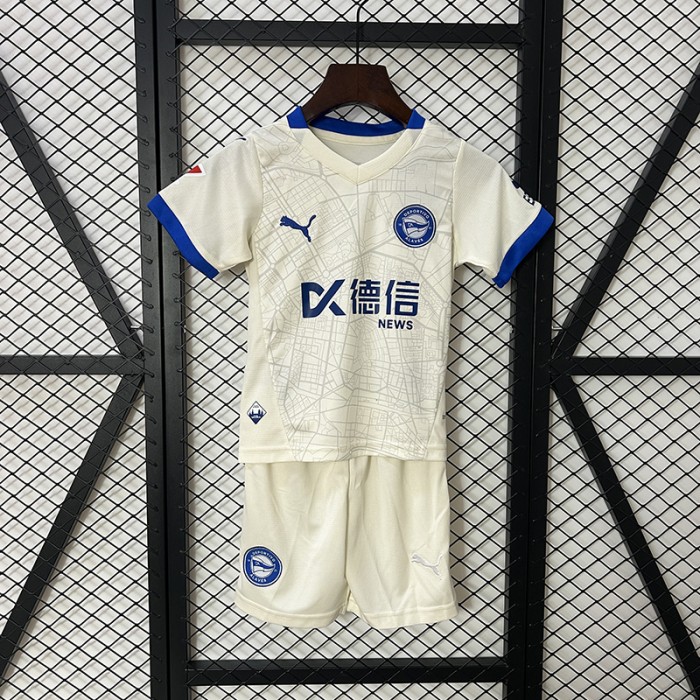 24/25 Kids Alaves Away White Blue Kids Jersey Kit short sleeve (Shirt + Short)-3403513