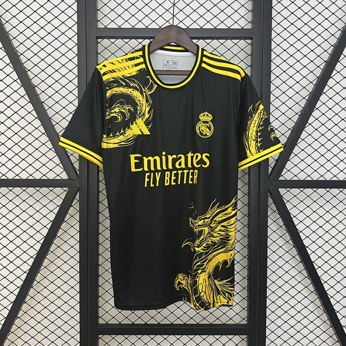 24/25 Real Madrid Special Edition Black Yellow Jersey Kit Short Sleeve-7171396