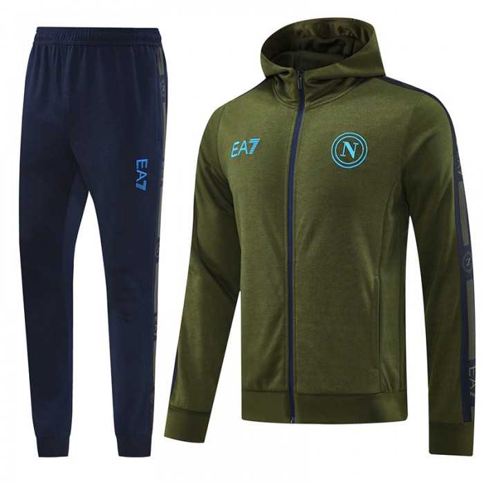 24/25 Napoli Army Green Hooded Edition Classic Jacket Training Suit (Top+Pant)-5971255