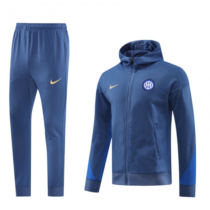 24/25 Inter Milan Navy Blue Hooded Edition Classic Jacket Training Suit (Top+Pant)-3301083