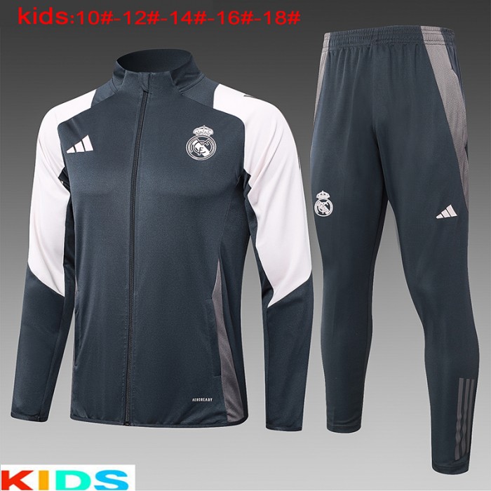 24/25 Kids Real Madrid Gray Edition Classic Jacket Training Suit (Top+Pant)-401393