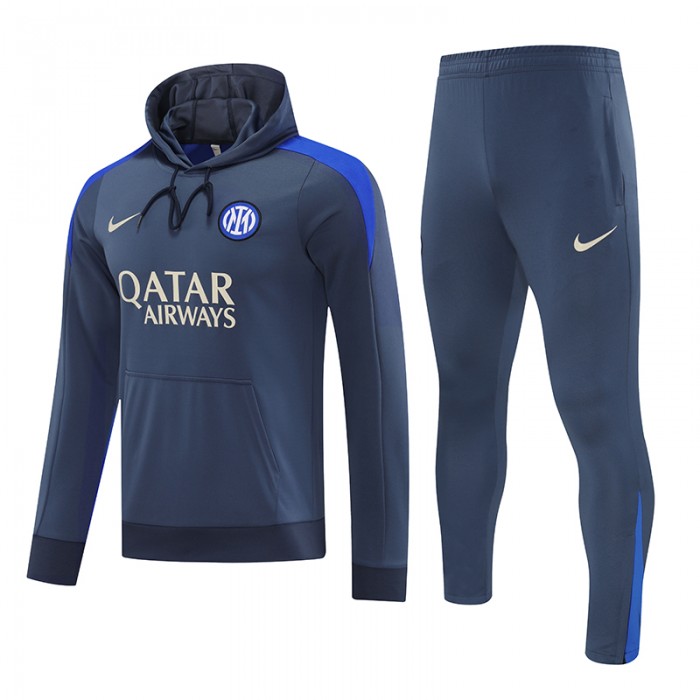 24/25 Inter Milan Gray Hooded Edition Classic Jacket Training Suit (Sweatshirt+Pant)-6310525