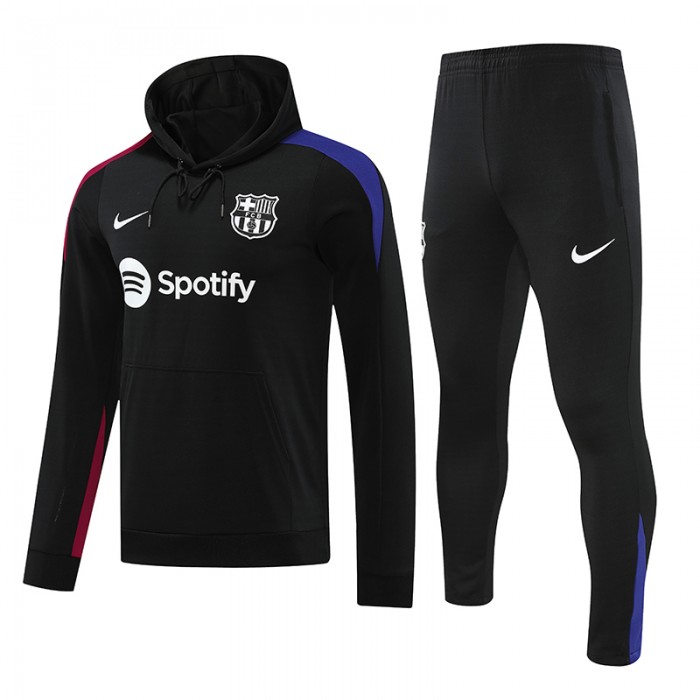 24/25 Barcelona Black Hooded Edition Classic Jacket Training Suit (Sweatshirt+Pant)-9756735