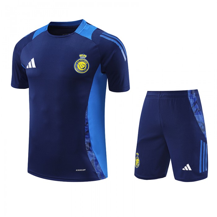24/25 Al-Nassr FC Riyadh Victory Navy Blue Training Jersey Kit short Sleeve (Shirt + Short)-4659537