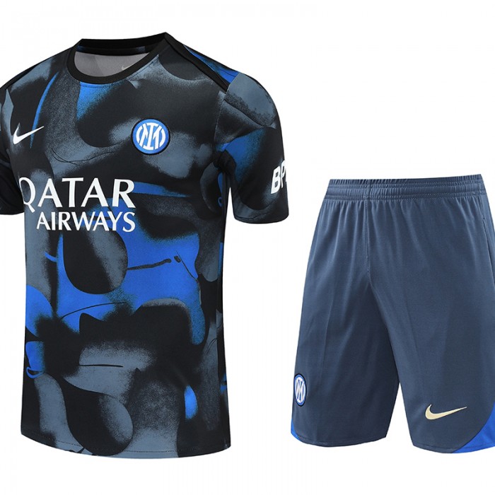 24/25 Inter Milan Gray Blue Training Jersey Kit short Sleeve (Shirt + Short)-1880188