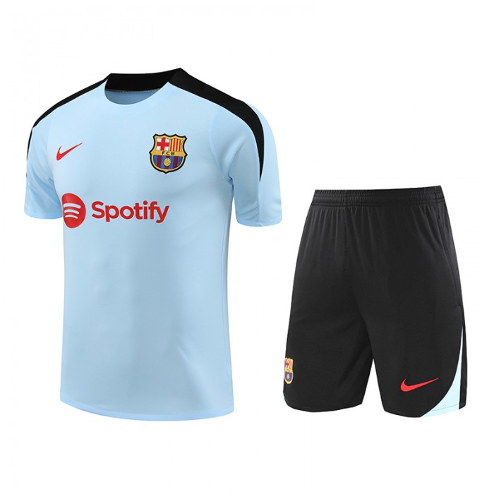24/25 Barcelona Blue Training Jersey Kit short Sleeve (Shirt + Short)-9424375
