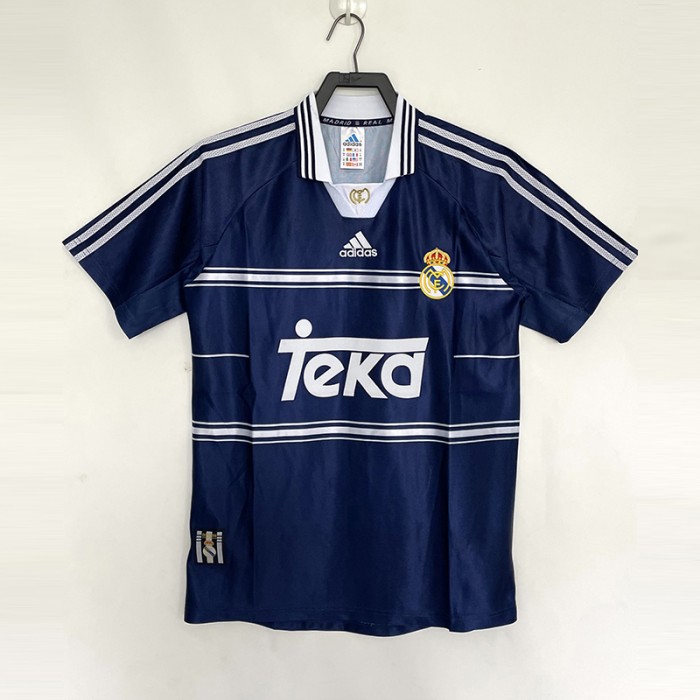 Retro 98/99 Real Madrid Away Navy Blue Jersey Version Short Sleeve-1938343