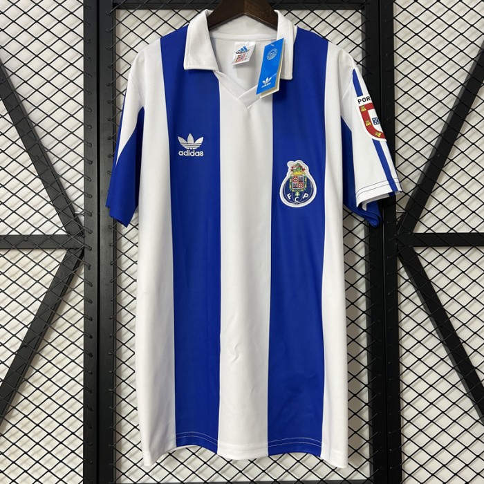 Retro 86/87 Porto Home White Blue Jersey Kit Short Sleeve-2696333