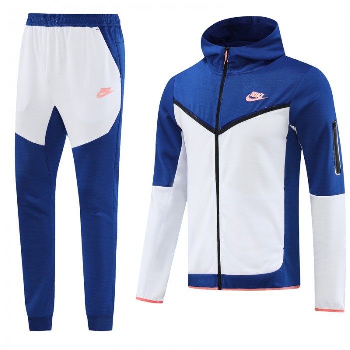 2 Piece Hooded Sweatshirt Long pants Blue White Autumn Casual Clothes (Top+Pant)-4442631