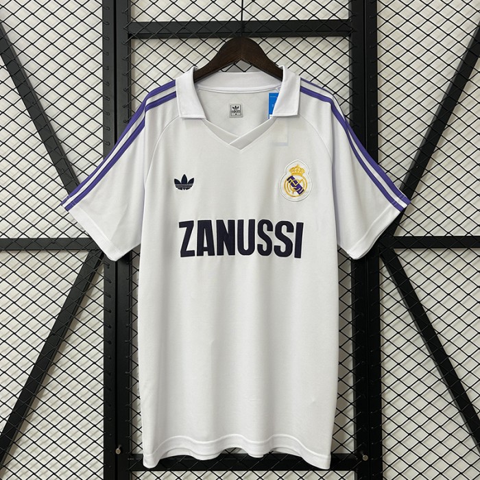 Retro 84/85 Real Madrid Home White Jersey Kit short sleeve-2767230