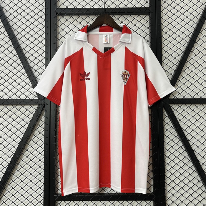 Retro 86/87 Gijon Home Red White Jersey Kit short sleeve-8589271