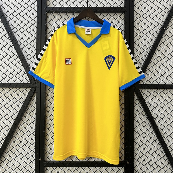 Retro 83/84 Cadiz Home Yellow Jersey Kit Short Sleeve-1967856