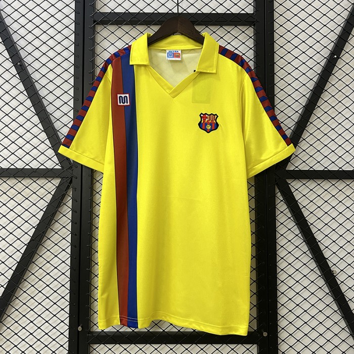 Retro 82/84 Barcelona Away Yellow Jersey Kit Short Sleeve-5544147
