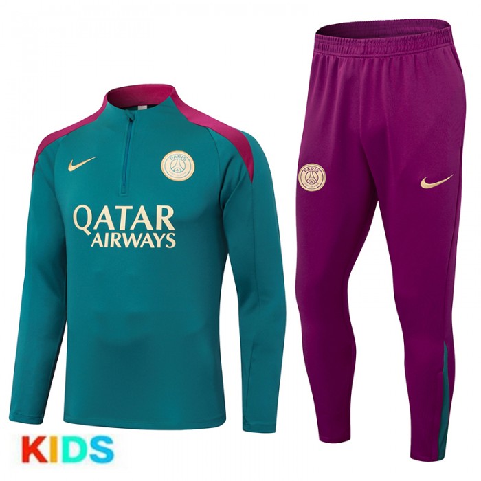 24/25 Kids Paris Saint-Germain PSG Green Edition Classic Jacket Training Suit (Top+Pant)-440673
