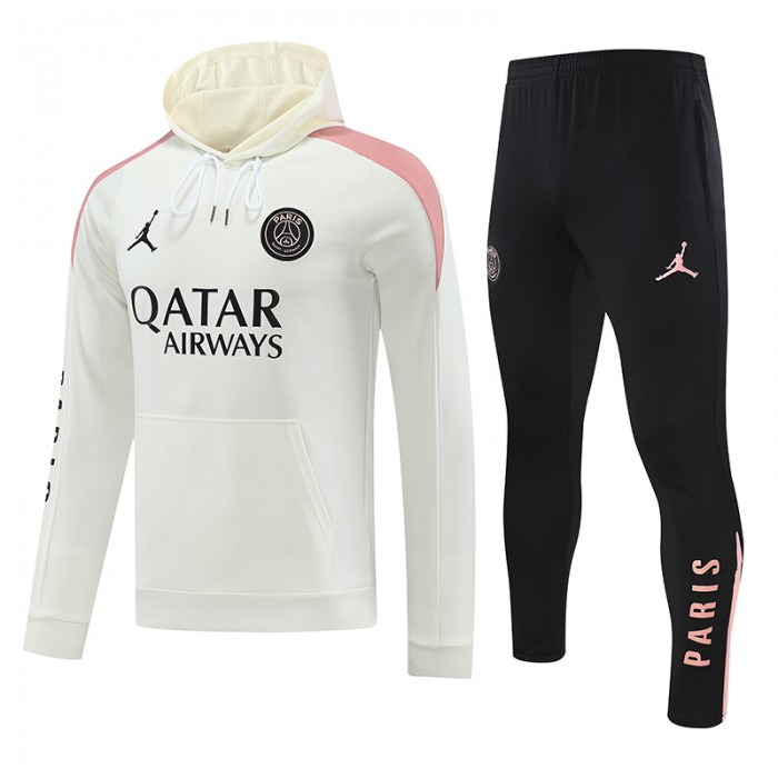 24/25 Paris Saint-Germain PSG White Hodded Edition Classic Jacket Training Suit (Top+Pant)-4101127