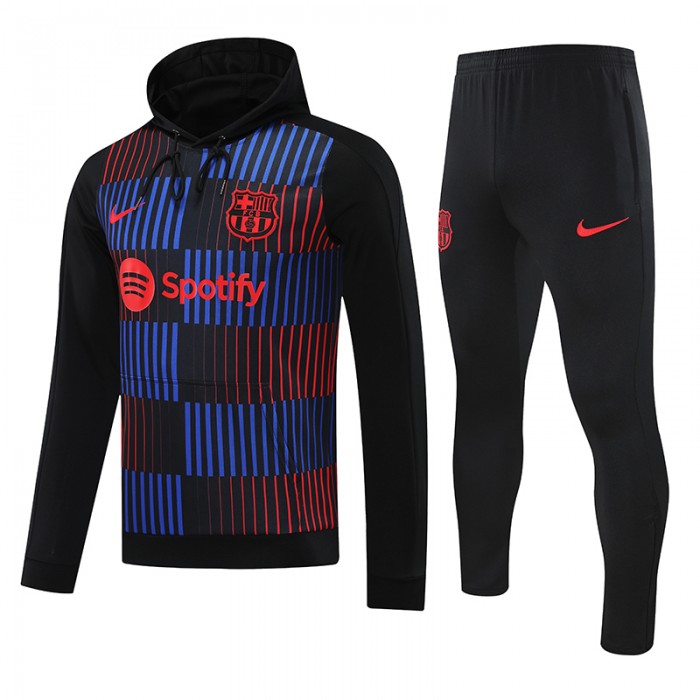 24/25 Barcelona Red Black Hodded Edition Classic Jacket Training Suit (Top+Pant)-7195869