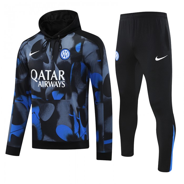 24/25 Inter Milan Gray Blue Hodded Edition Classic Jacket Training Suit (Top+Pant)-2618613