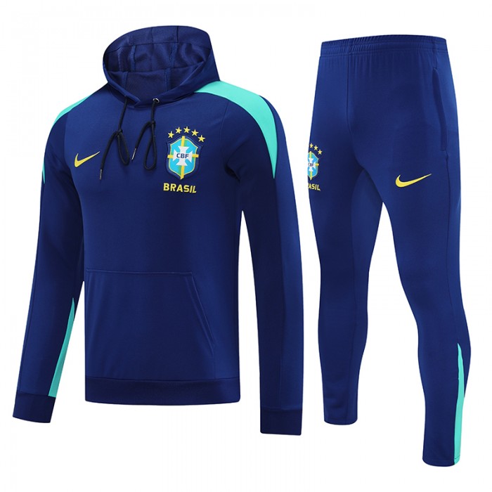 2024 Brazil Blue Hodded Edition Classic Jacket Training Suit (Top+Pant)-7882320