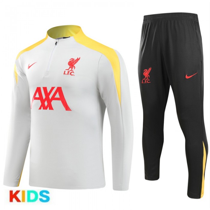 24/25 Kids Liverpool White Red Edition Classic Jacket Training Suit (Top+Pant)-3856925