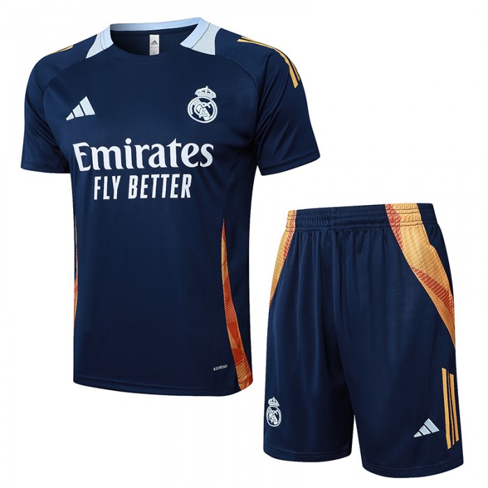 24/25 Real Madrid Navy Blue Training Jersey Kit short Sleeve (Shirt + Short)-4474683