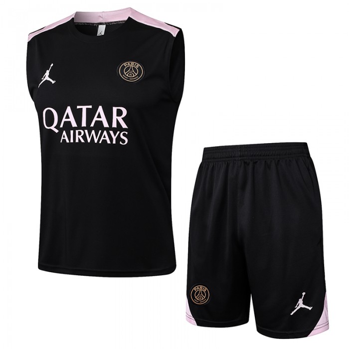 24/25 Paris Saint-Germain PSG Black Training jersey Kit Sleeveless Vest (Vest + Short)-5529850