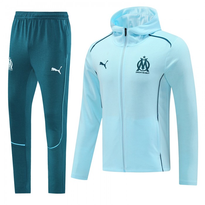 24/25 Marseille Light Green Hooded Edition Classic Jacket Training Suit (Top+Pant)-9086579
