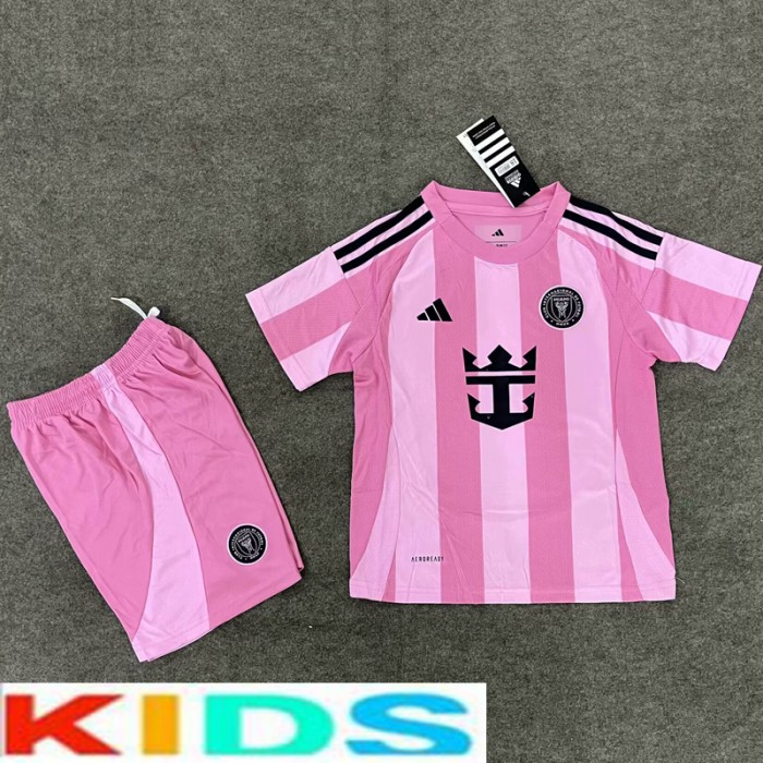 2025 Kids Miami Home Pink Kids Jersey Kit short sleeve (Shirt + Short)-8545046