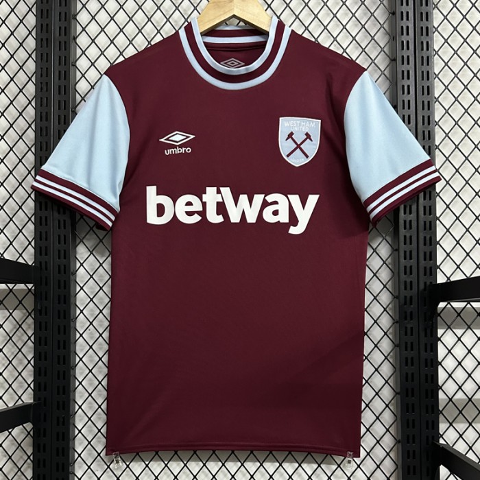 24/25 West Ham United Home Wine Red Jersey Kit short sleeve-9927472