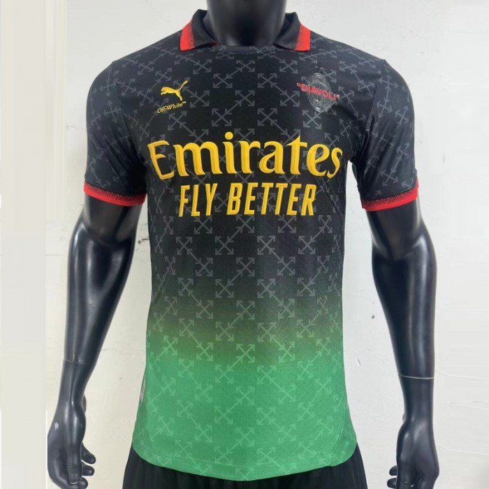 24/25 AC Milan X Off-White Black Green Jersey Kit short sleeve (Player Version)-9439049