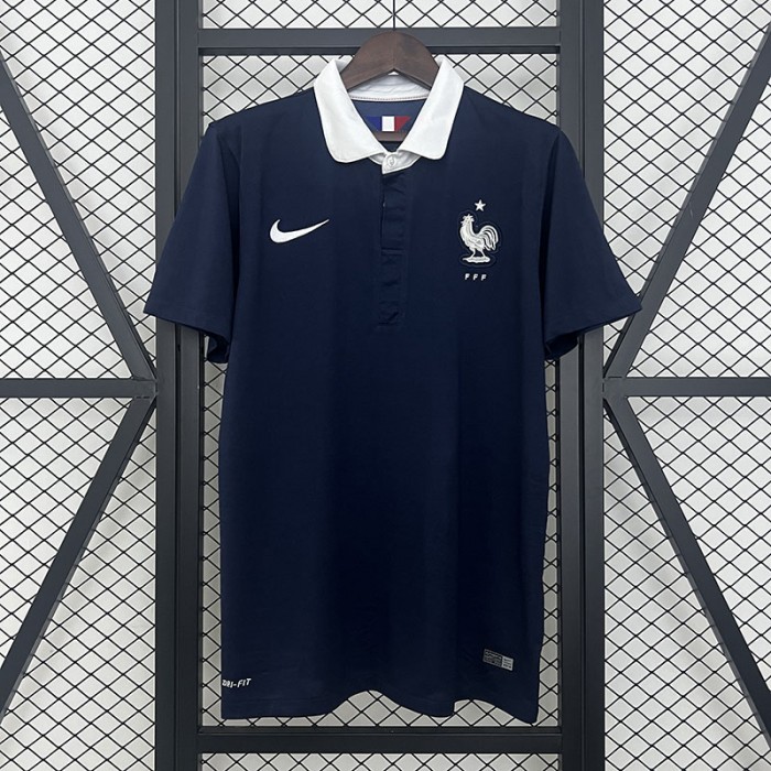 Retro 2014 France Home Nvay Blue Jersey Kit Short Sleeve-9812711