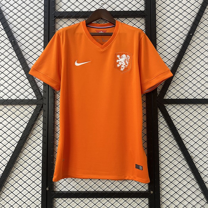 Retro 2014 Netherlands Home Orange Jersey Kit Short Sleeve-2291453