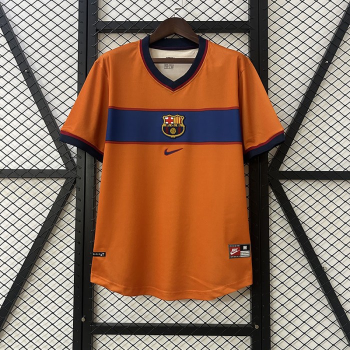 Retro 98/99 Barcelona Third Away Orange Jersey Kit Short Sleeve-3831369
