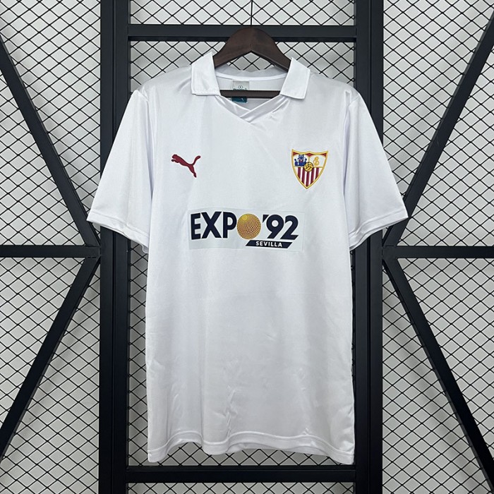 Retro 87/90 Sevilla Home White Jersey Kit Short Sleeve-754456