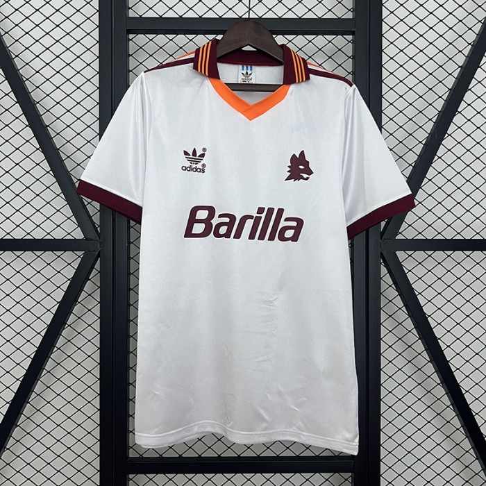 Retro 92/94 Roma Away White Jersey Kit Short Sleeve-2771557
