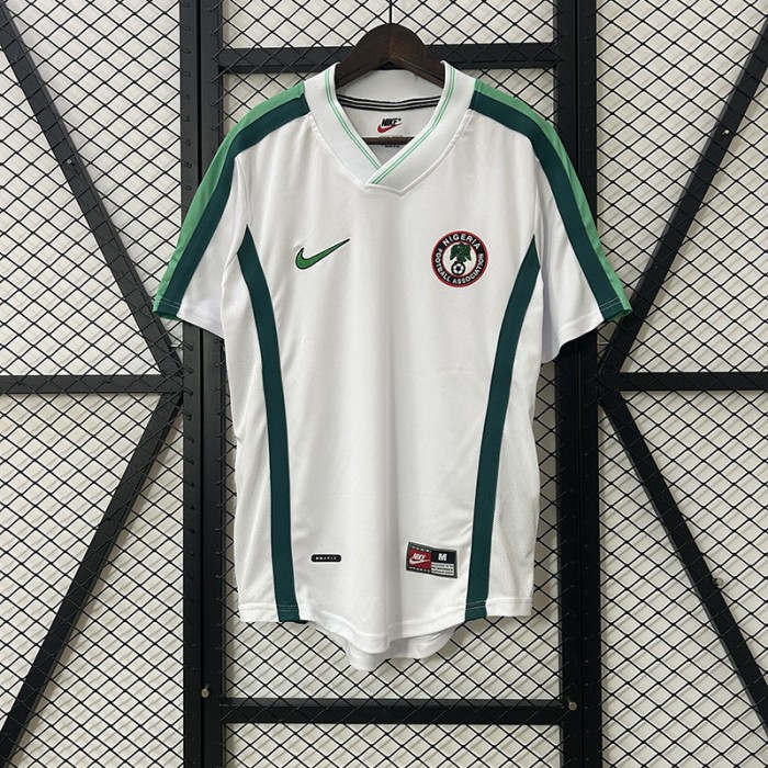 Retro1998 Nigeria Away White Green Jersey Kit Short Sleeve-5851975