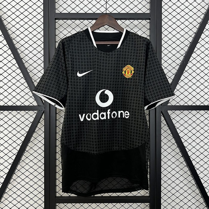 Retro 03/05 Manchester United M-U Away Black Jersey Kit Short Sleeve-7372542