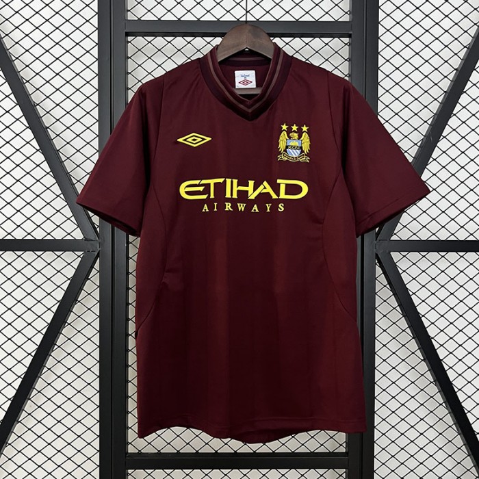 Retro 12/13 Manchester City Away Wine Red Jersey Kit Short Sleeve-3497104