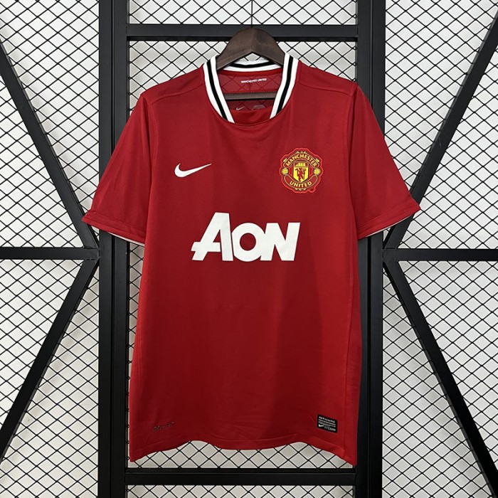Retro 11/12 Manchester United M-U Home Red Jersey Kit Short Sleeve-7619192