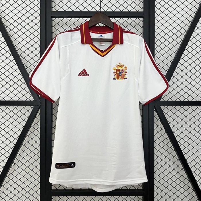 Retro 2000 Spain Away White Jersey Kit Short Sleeve-6777489