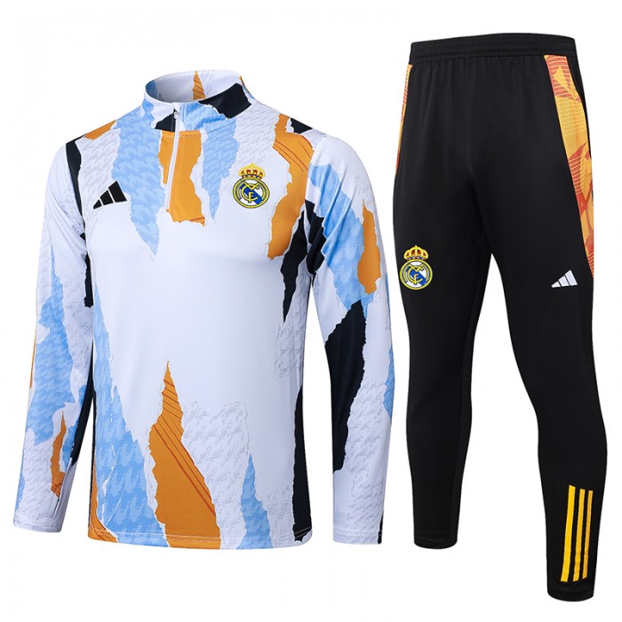 24/25 Real Madrid White Edition Classic Jacket Training Suit (Top+Pant)-6935980