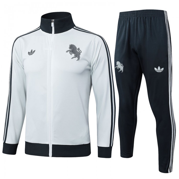 24/25 Juventus White Black Edition Classic Jacket Training Suit (Top+Pant)-364545