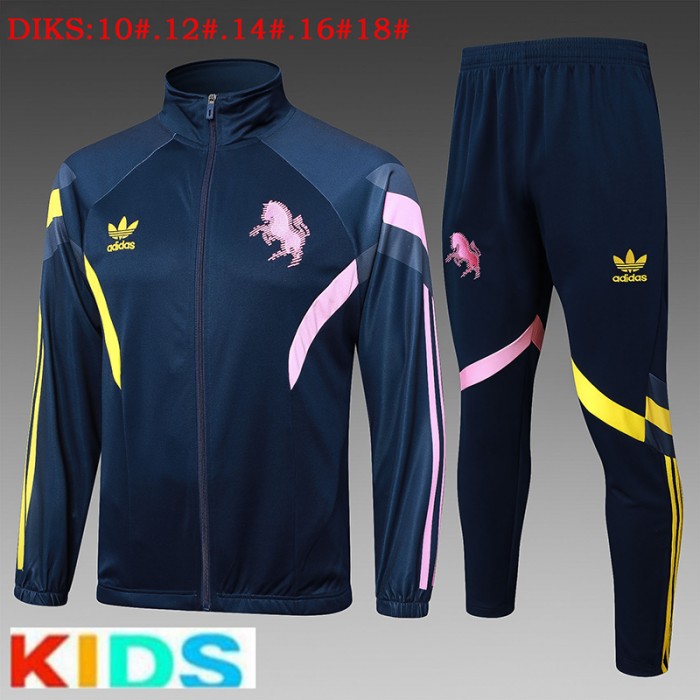 24/25 Kids Juventus Navy Blue Kids Edition Classic Jacket Training Suit (Top+Pant)-4037383