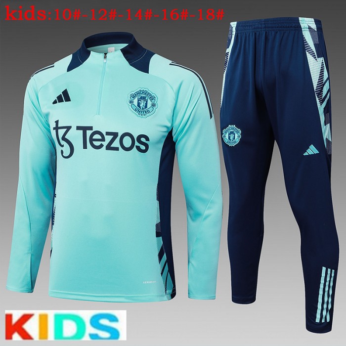24/25 Kids Manchester United M-U Green Kids Edition Classic Jacket Training Suit (Top+Pant)-535802
