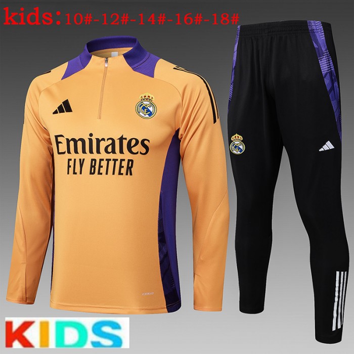 24/25 Kids Real Madrid Orange Kids Edition Classic Jacket Training Suit (Top+Pant)-3142694