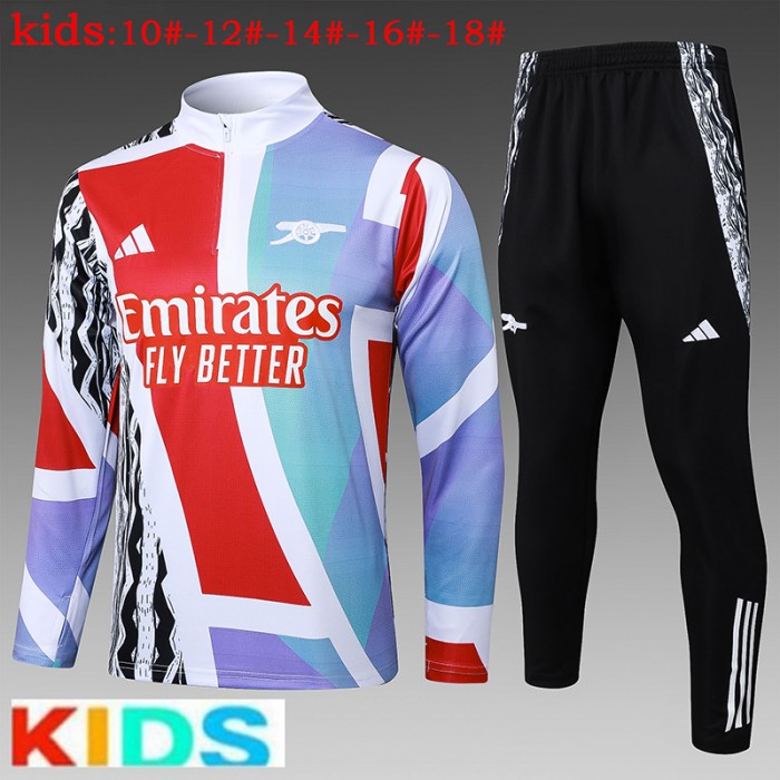 24/25 Kids Arsenal Red Blue Kids Edition Classic Jacket Training Suit (Top+Pant)-5622835