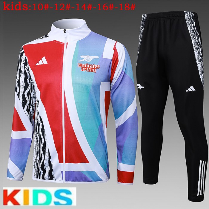 24/25 Kids Arsenal Red Blue Kids Edition Classic Jacket Training Suit (Top+Pant)-6053774