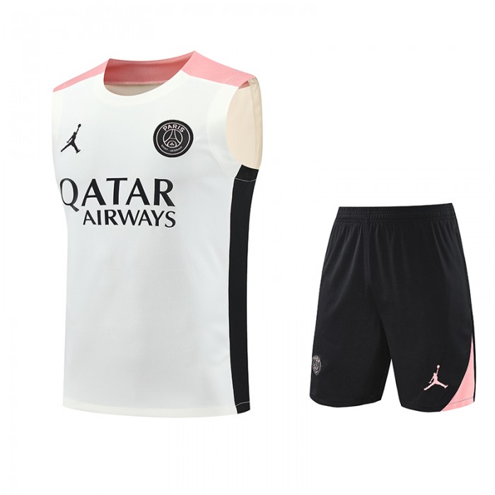 24/25 Paris Saint-Germain PSG White Training jersey Kit Sleeveless Vest (Vest + Short)-1819343